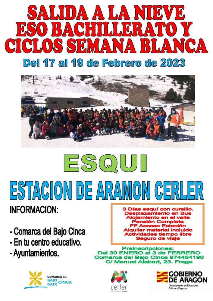 Imagen La Comarca del Bajo/Baix Cinca organiza la Semana Blanca de esquí para alumnos de secundaria, bachillerato y ciclos formativos del Bajo/Baix Cinca