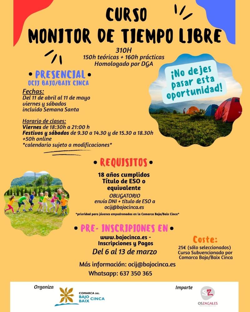 Imagen La Comarca del Bajo Cinca/Baix Cinca abre la pre-inscripción al curso de “Monitor de Tiempo libre”