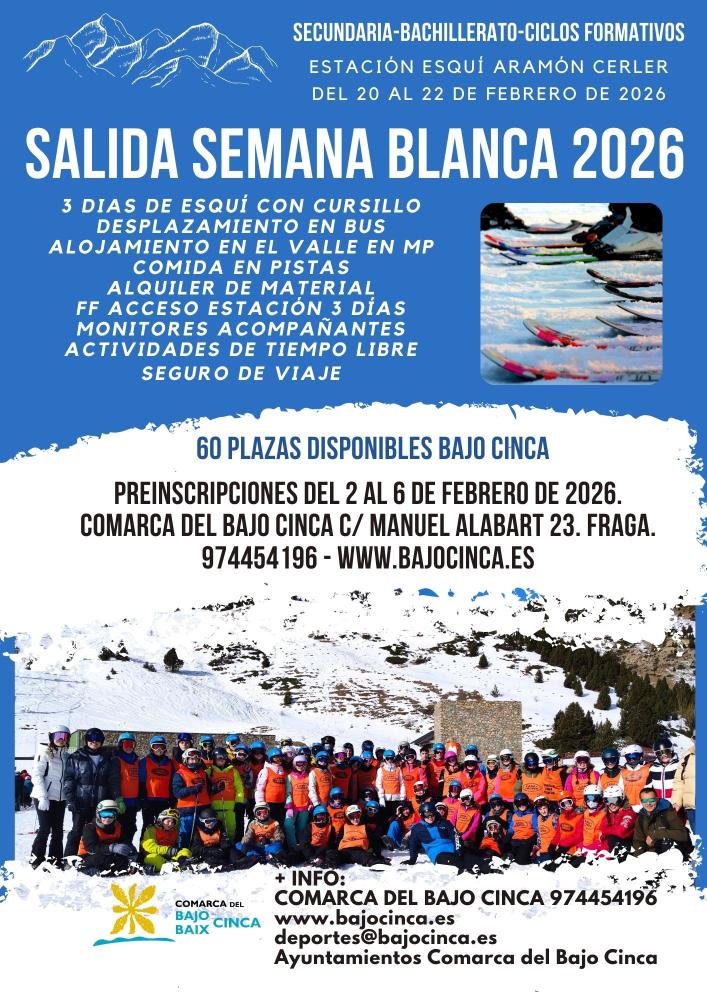Imagen Salida de esqui semana blanca 2026 alumnos secundaria, bachillerato y ciclos formativos del Bajo Cinca